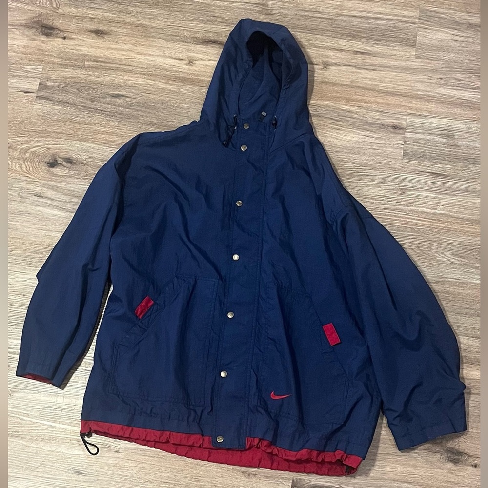 Vintage 90's Nike Long Sideline Full Zip Hooded Parka Jacket Men’s Size L